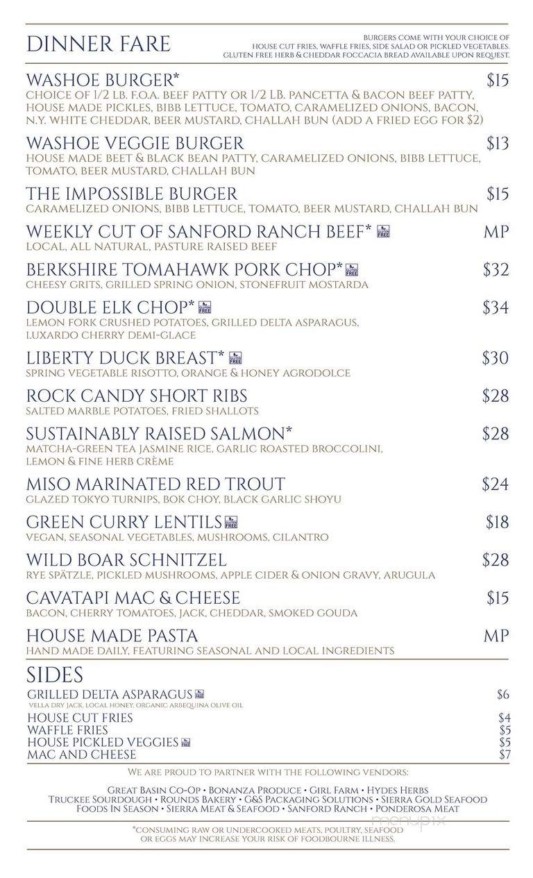 Washoe Public House - Reno, NV menu_pic