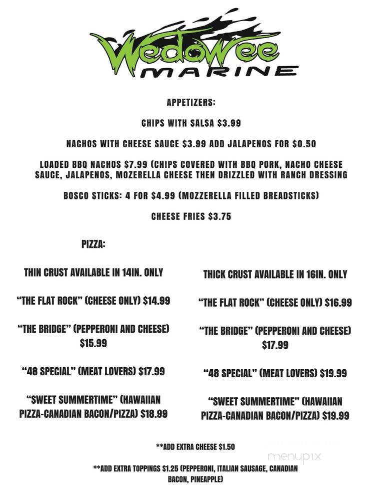 Water's Edge Grill and Pizza - Lineville, AL menu_pic