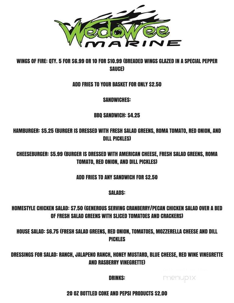 Water's Edge Grill and Pizza - Lineville, AL menu_pic