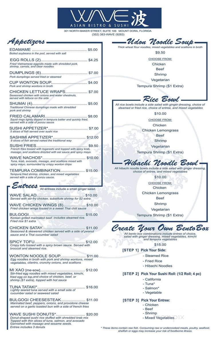 WAVE Asian Bistro & Sushi - Mount Dora, FL menu_pic