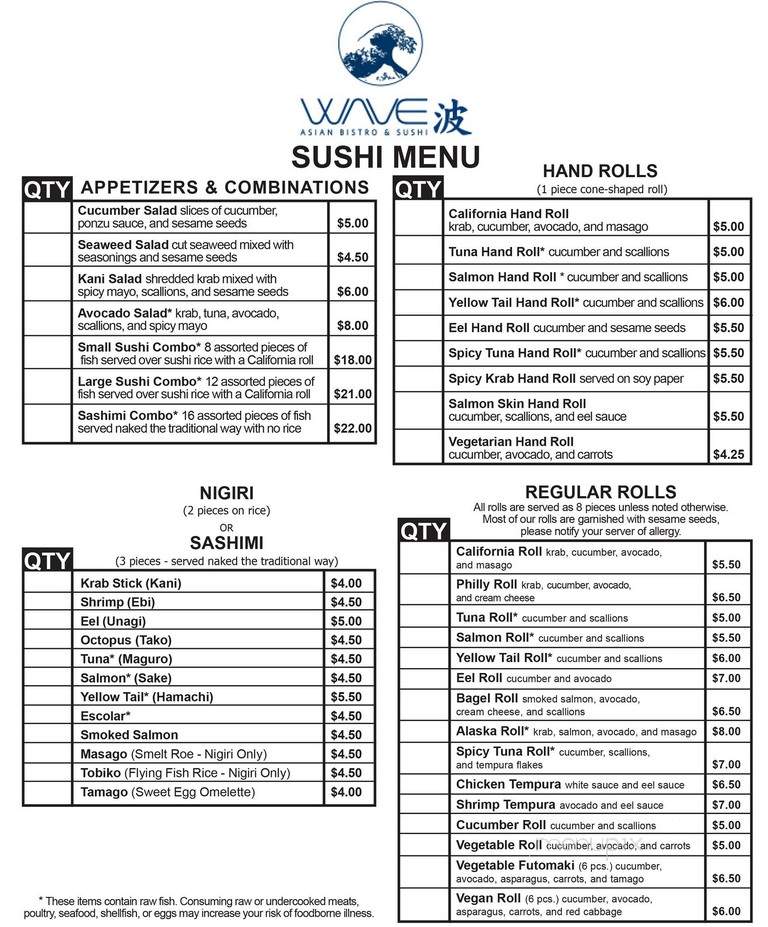 WAVE Asian Bistro & Sushi - Mount Dora, FL menu_pic