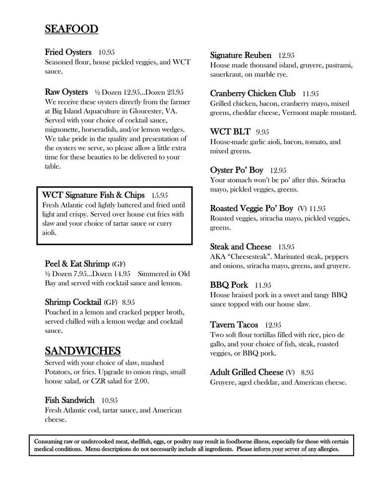 Wayland's Crossing Tavern - Crozet, VA menu_pic