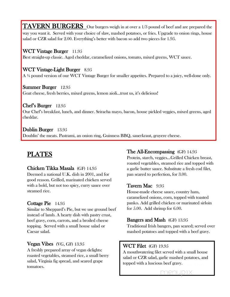 Wayland's Crossing Tavern - Crozet, VA menu_pic