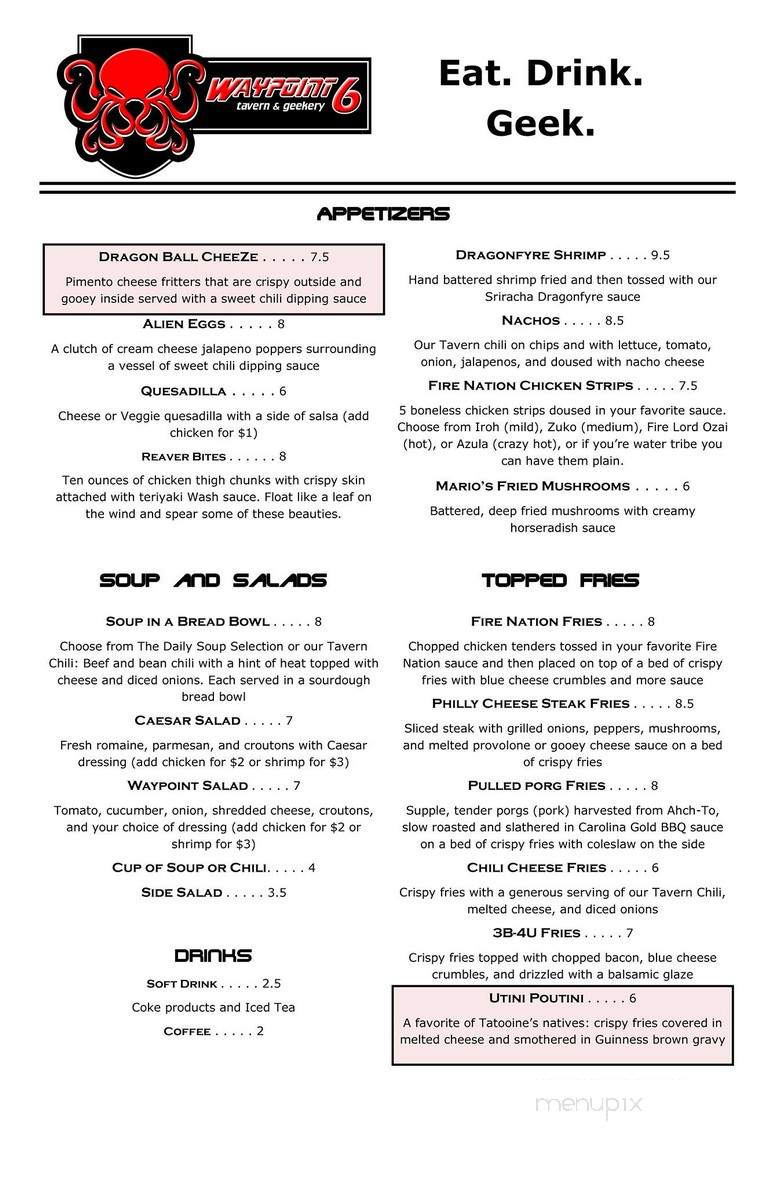 Waypoint 6 Tavern & Geekery - Largo, FL menu_pic