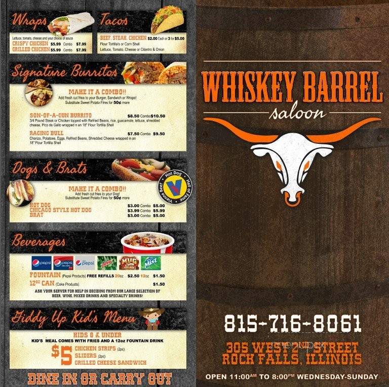 Whiskey Barrel Saloon - Rock Falls, IL menu_pic