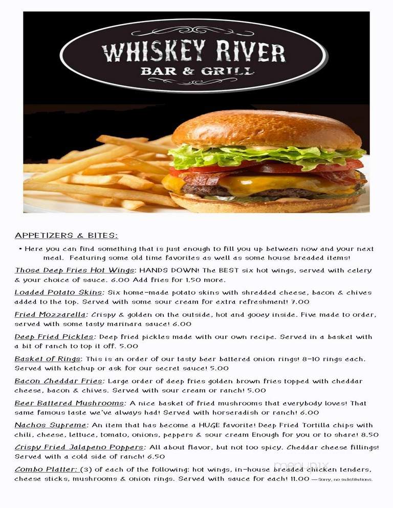 Whiskey River Bar & Grill - Lebanon, TN menu_pic