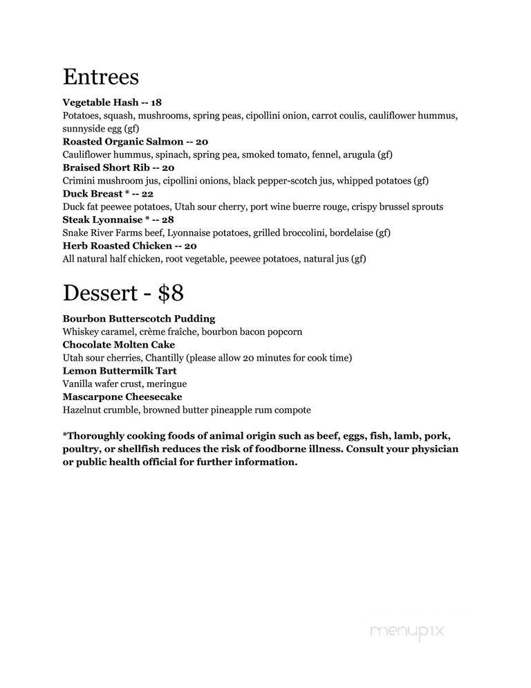 White Horse - Salt Lake City, UT menu_pic