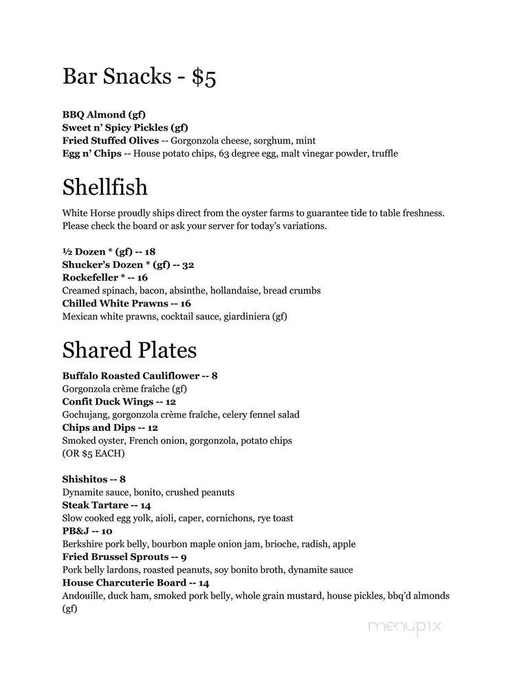White Horse - Salt Lake City, UT menu_pic