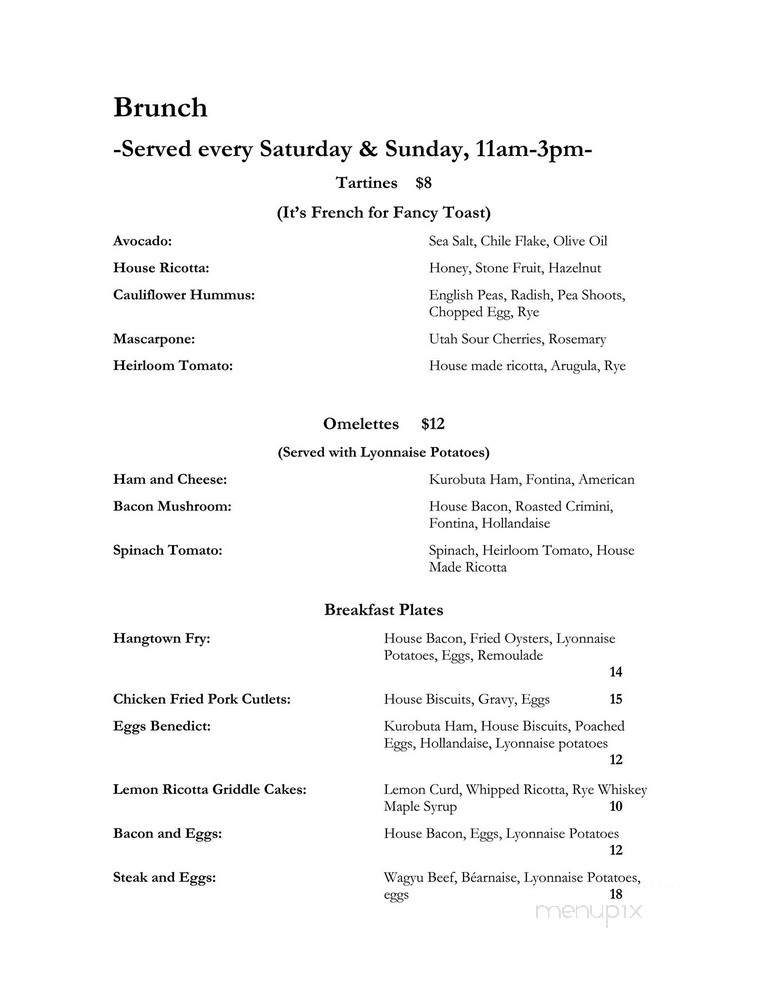 White Horse - Salt Lake City, UT menu_pic
