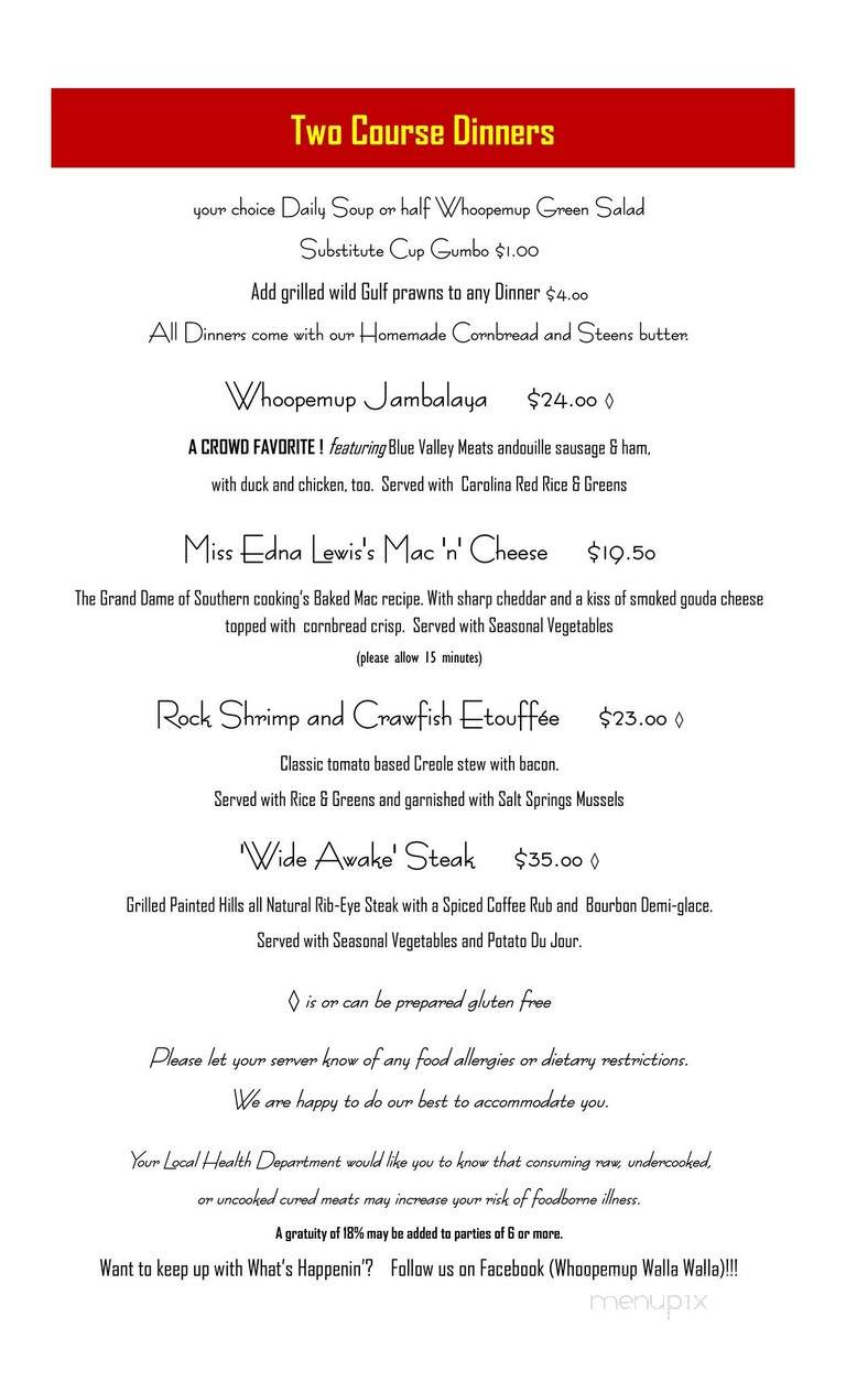 Whoopemup Hollow Cafe - Walla Walla, WA menu_pic