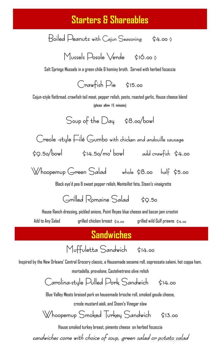 Whoopemup Hollow Cafe - Walla Walla, WA menu_pic