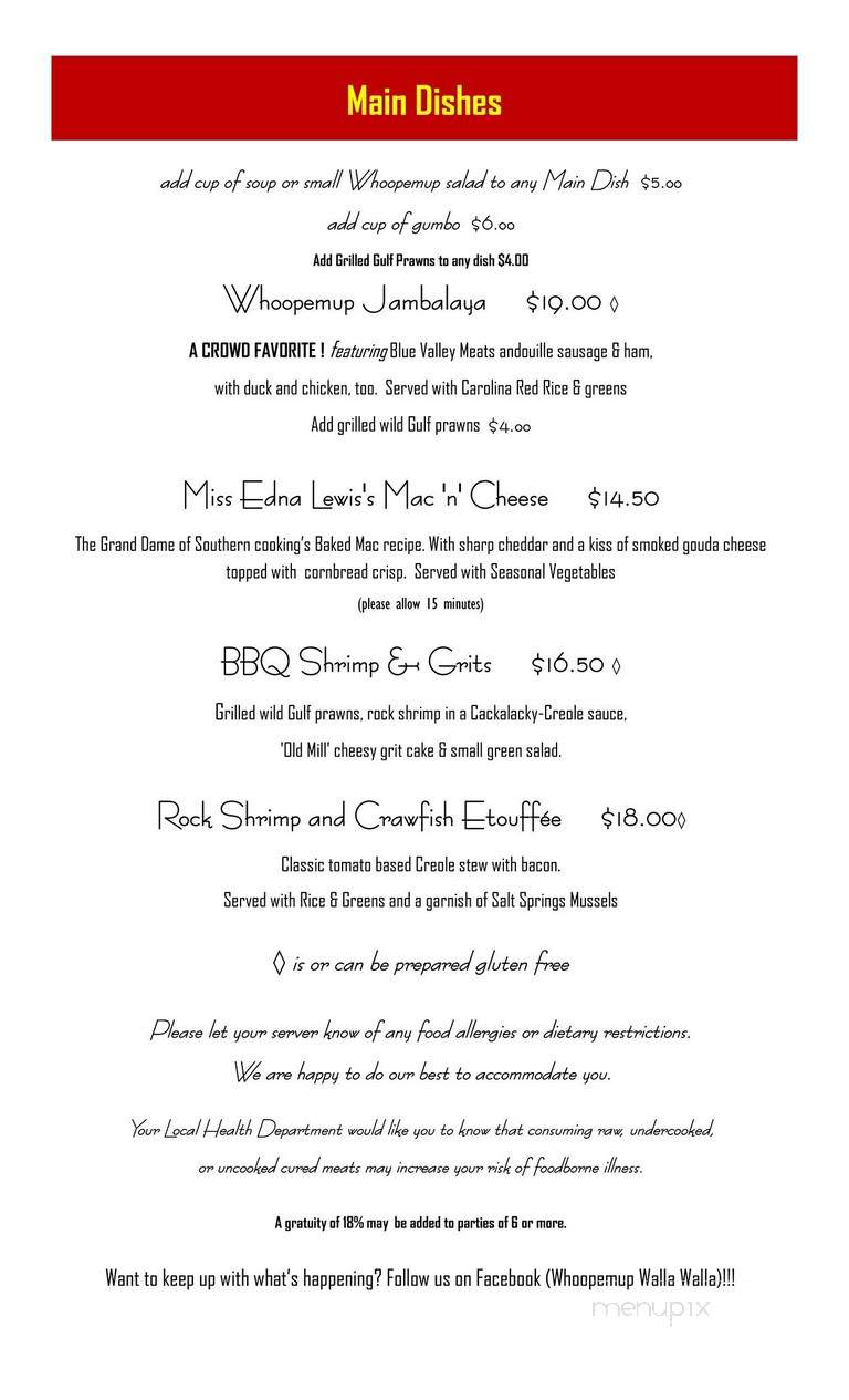 Whoopemup Hollow Cafe - Walla Walla, WA menu_pic