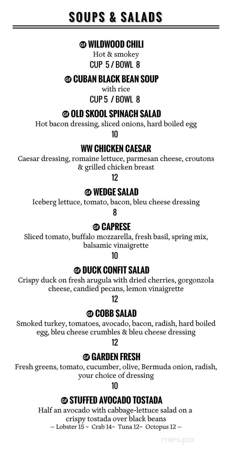 Wildwood Restaurant & Bar - Vista, CA menu_pic