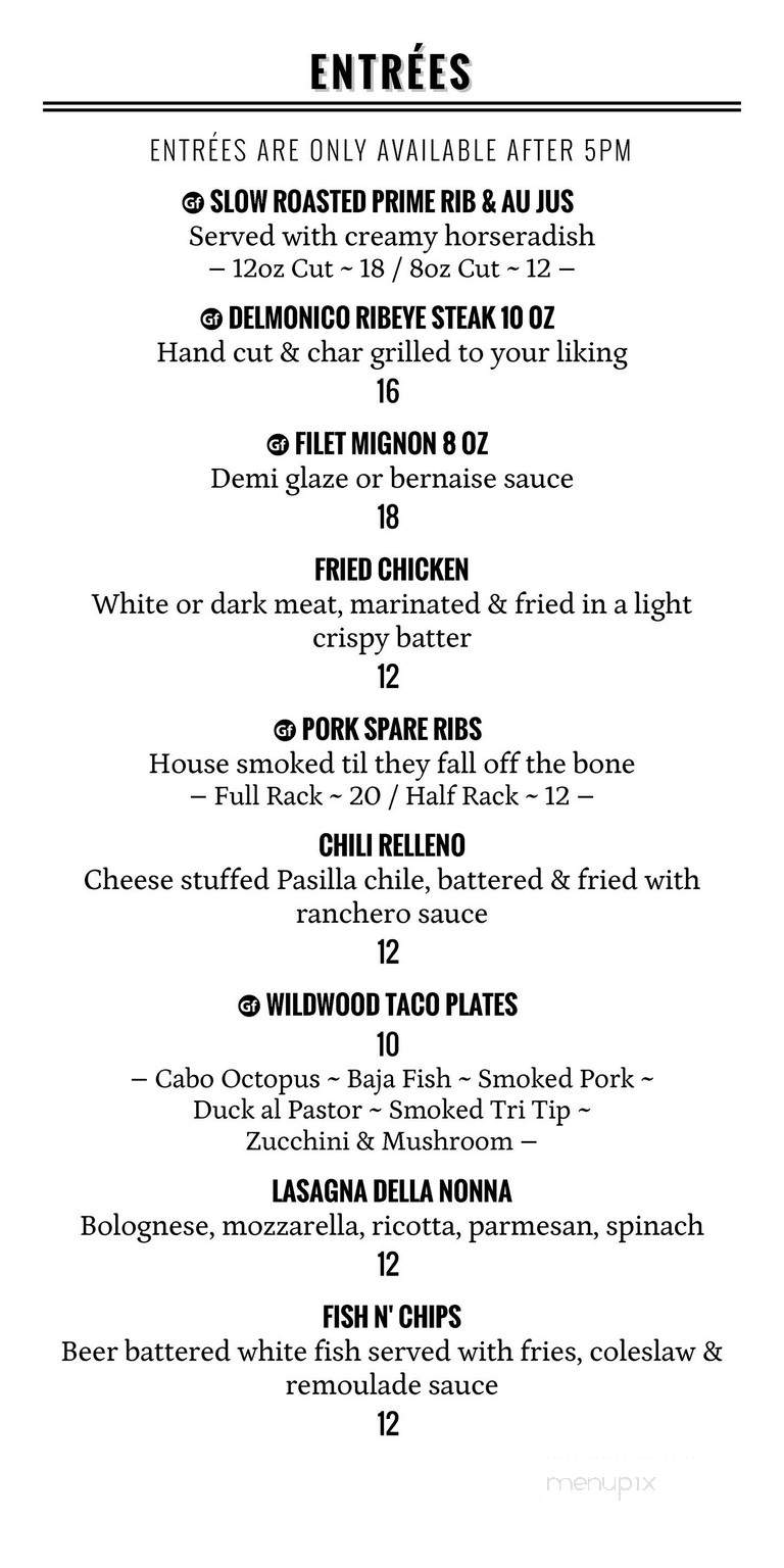 Wildwood Restaurant & Bar - Vista, CA menu_pic