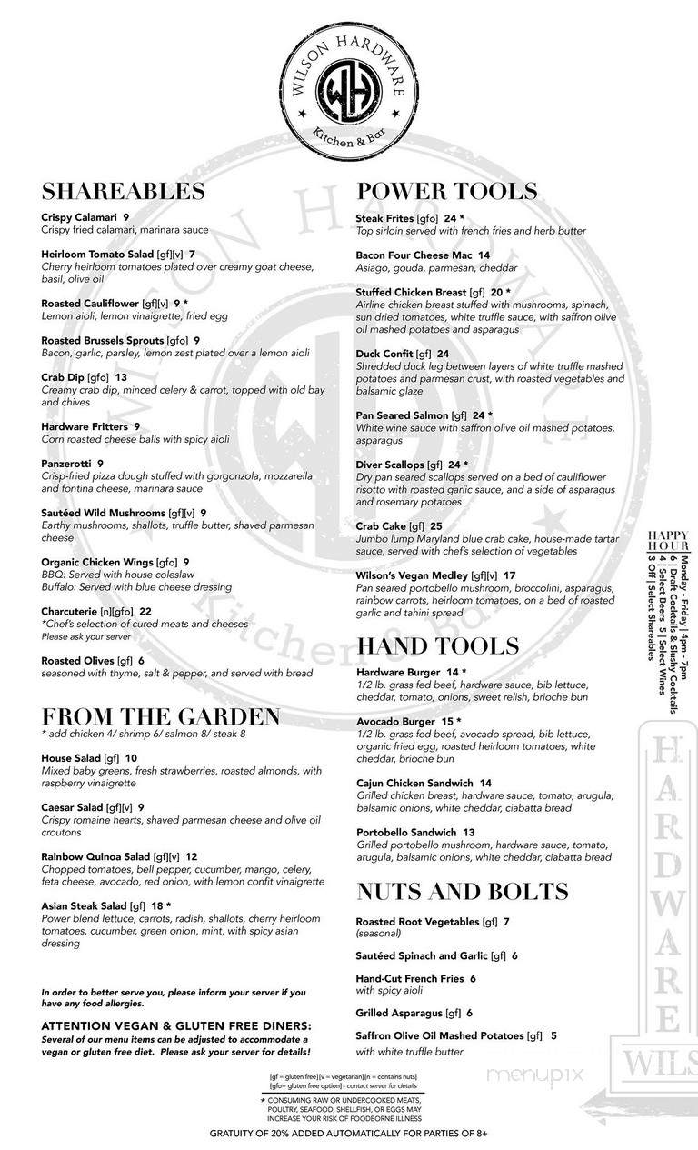 Wilson Hardware Kitchen & Bar - Arlington, VA menu_pic