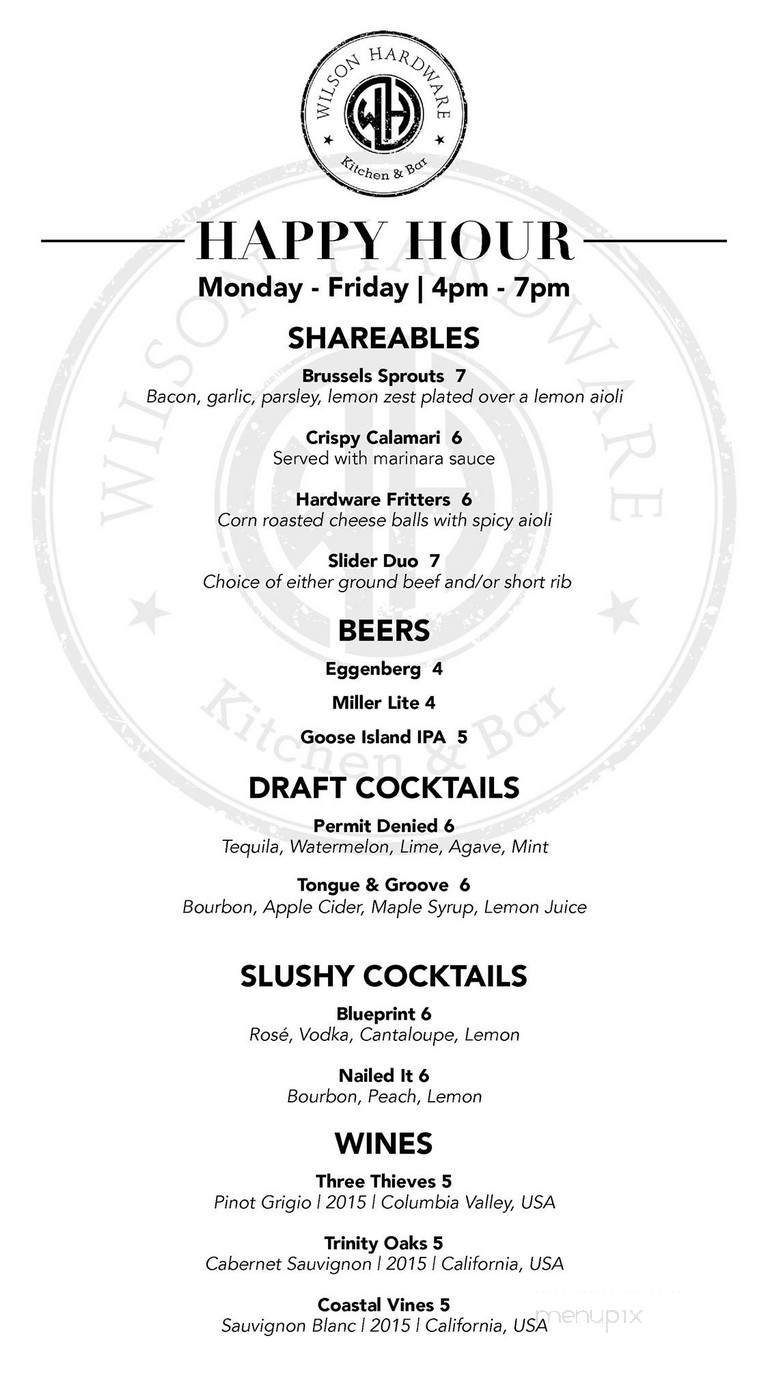 Wilson Hardware Kitchen & Bar - Arlington, VA menu_pic