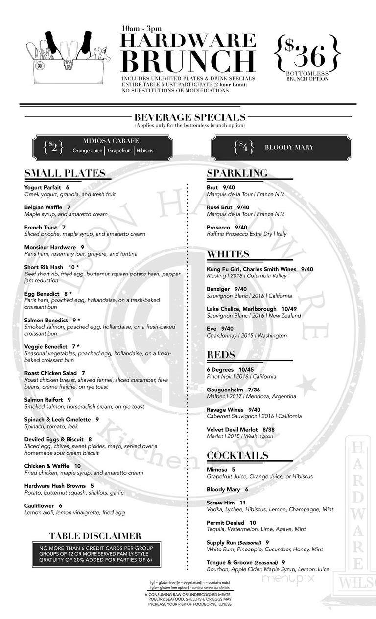 Wilson Hardware Kitchen & Bar - Arlington, VA menu_pic