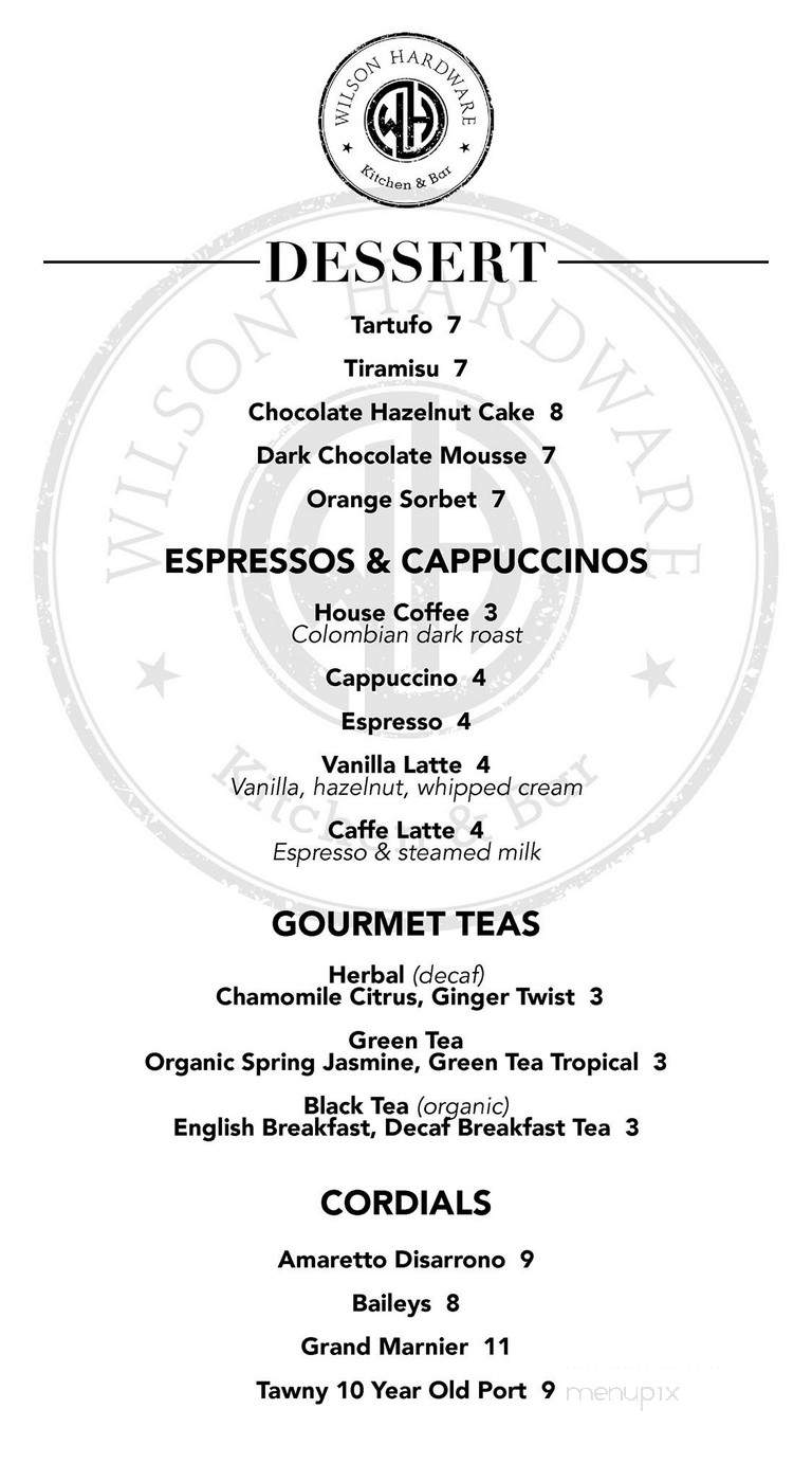 Wilson Hardware Kitchen & Bar - Arlington, VA menu_pic
