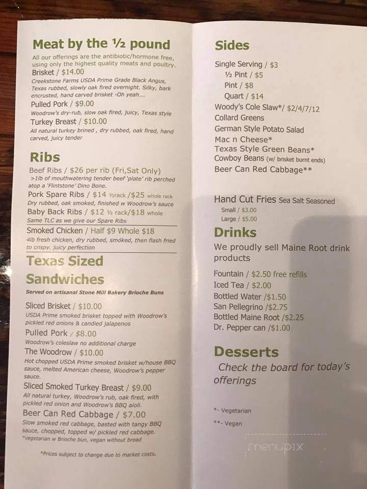 Woodrow's Bar-B-Que - Baltimore, MD menu_pic