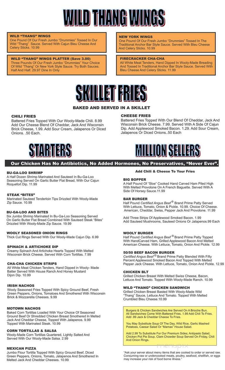 Wooly Bully's - Howell, MI menu_pic