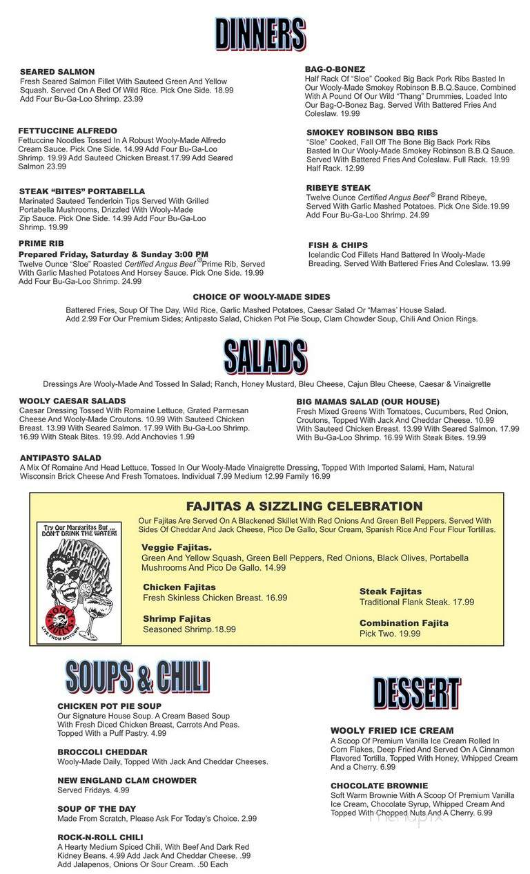 Wooly Bully's - Howell, MI menu_pic