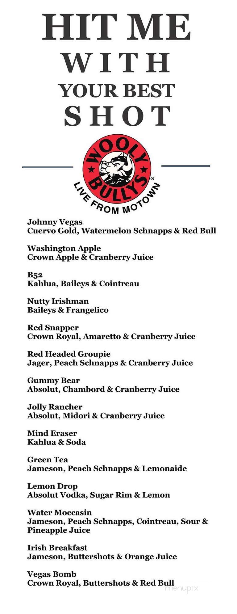 Wooly Bully's - Howell, MI menu_pic
