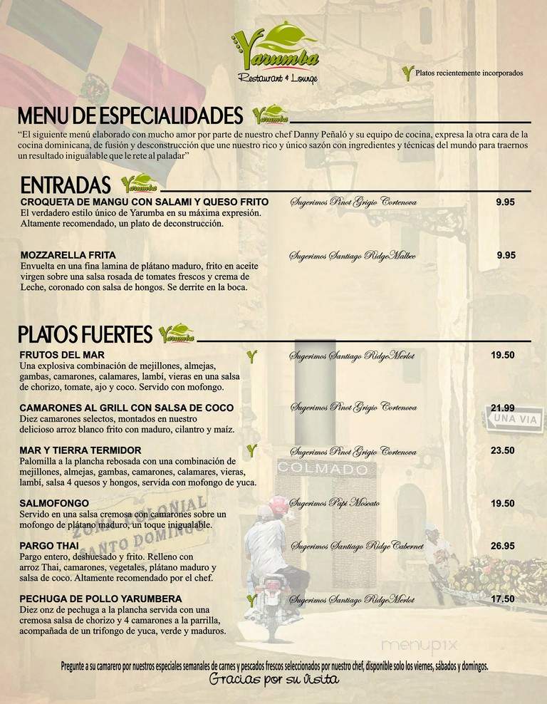 Yarumba Restaurant & Lounge - Oakland Park, FL menu_pic