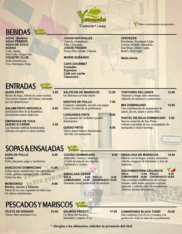 Yarumba Restaurant & Lounge - Oakland Park, FL menu_pic