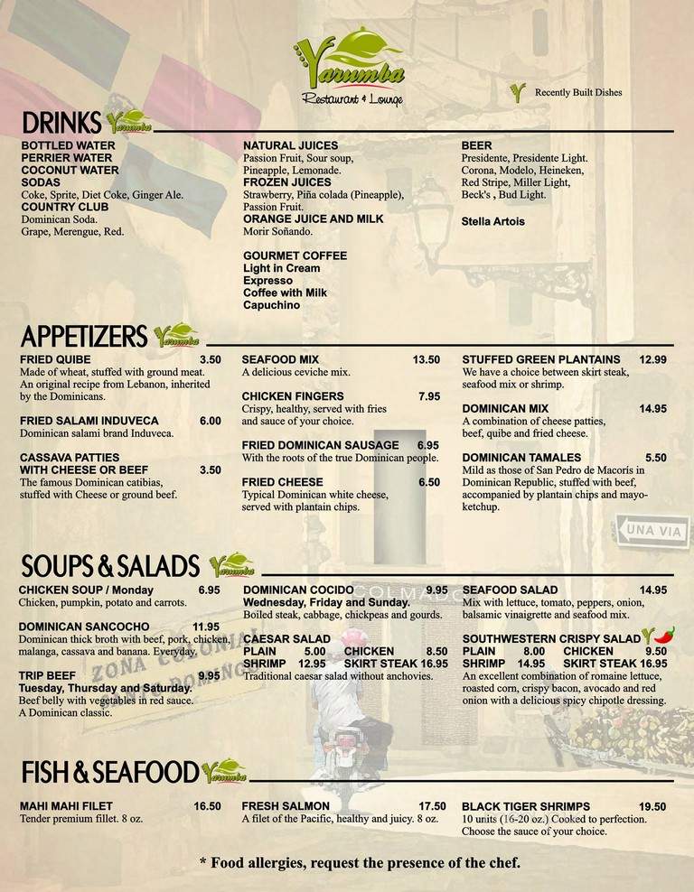Yarumba Restaurant & Lounge - Oakland Park, FL menu_pic