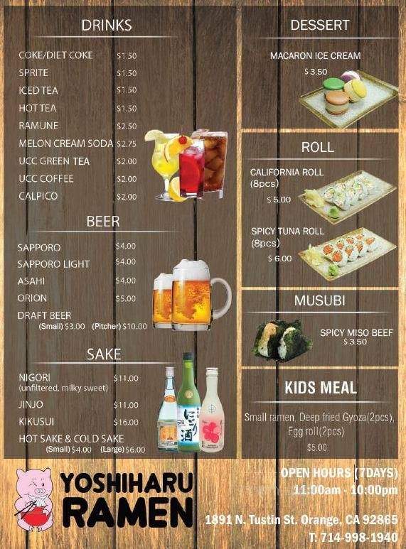 Yoshiharu Ramen - Whittier, CA menu_pic