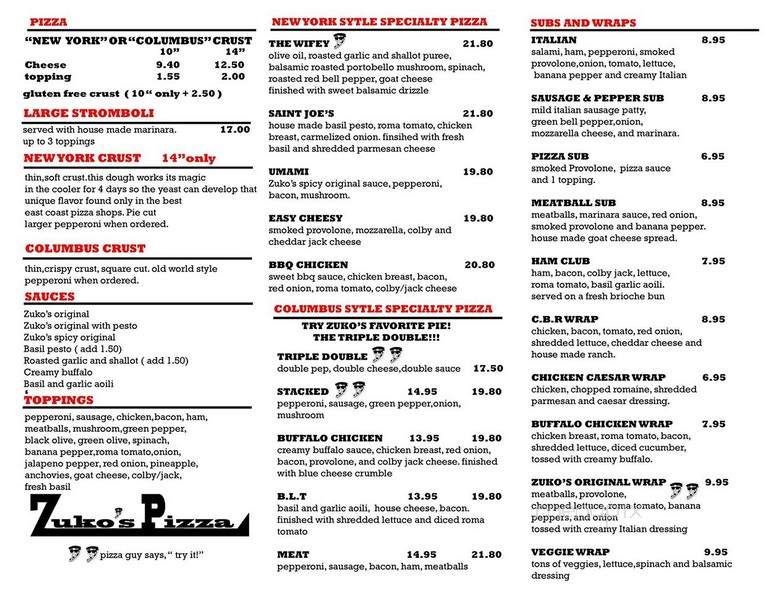 Zuko's Pizza - Hilliard, OH menu_pic