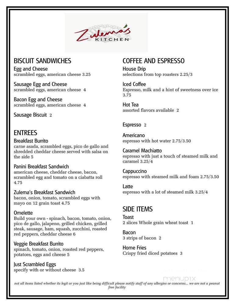 Zulema's Kitchen - Donelson, TN menu_pic