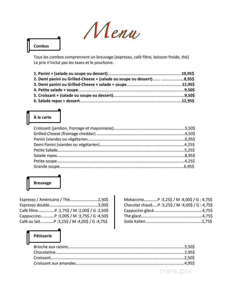 Les Cafes de Julie - Quebec City, QC menu_pic