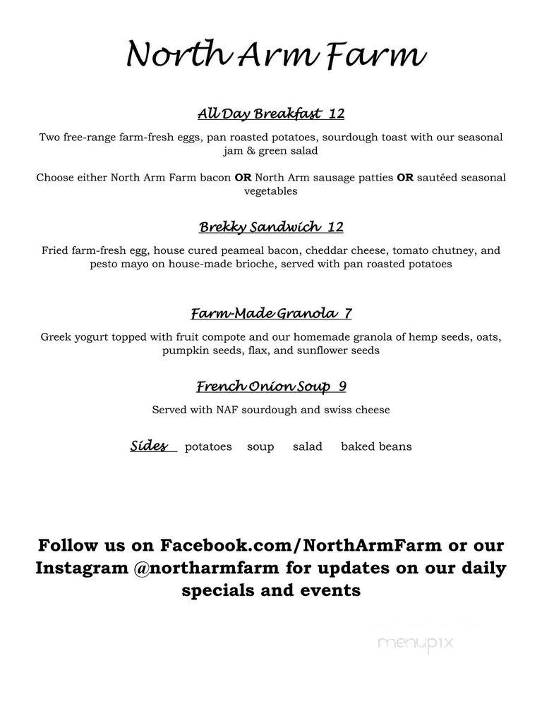 North Arm Farm - Pemberton, BC menu_pic