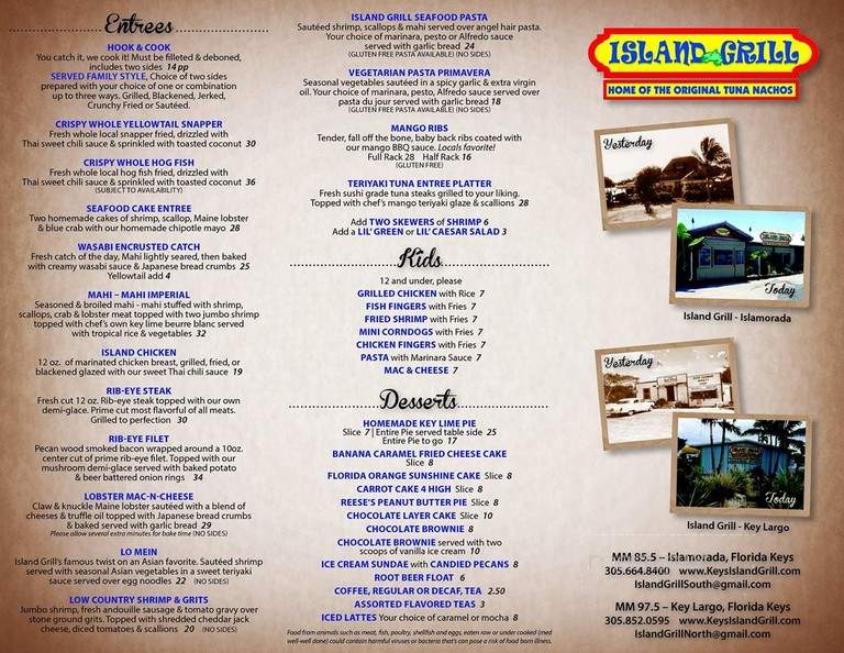 The Island Grill - Juniper Island, ON menu_pic