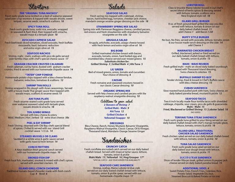 The Island Grill - Juniper Island, ON menu_pic