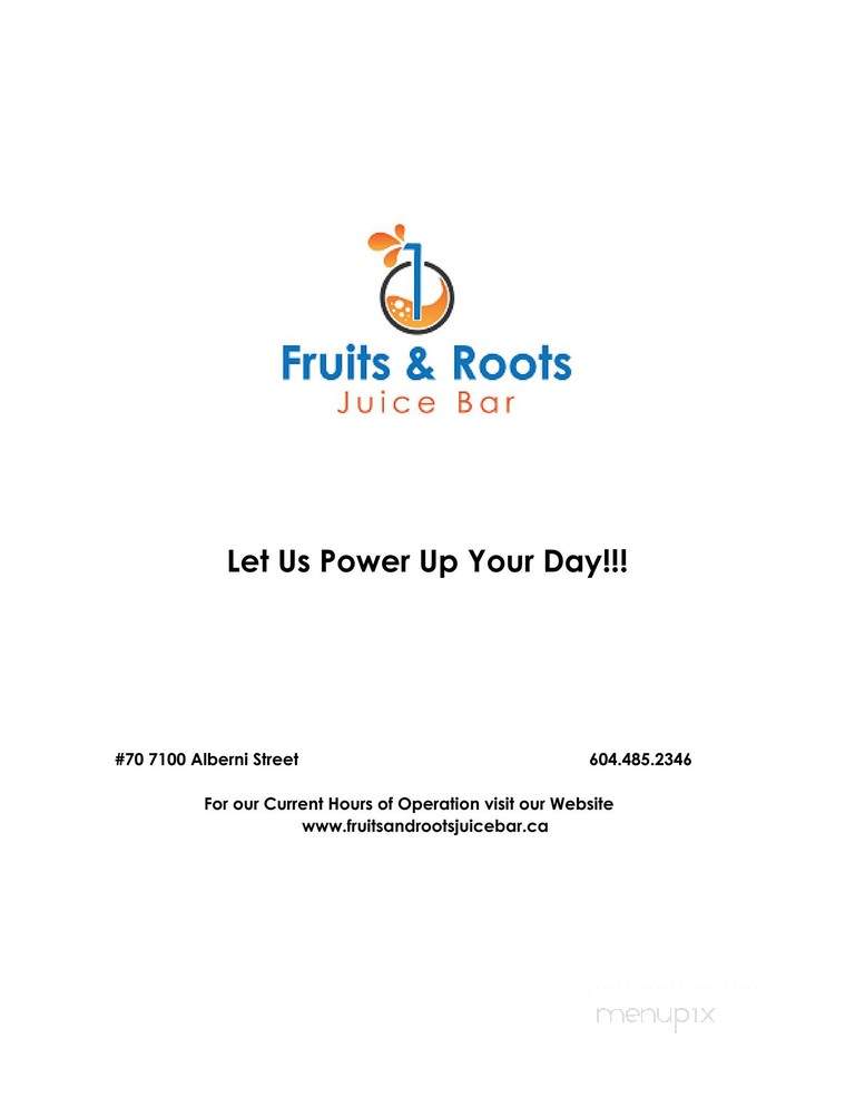 Fruits & Roots Juice Bar - Powell River, BC menu_pic