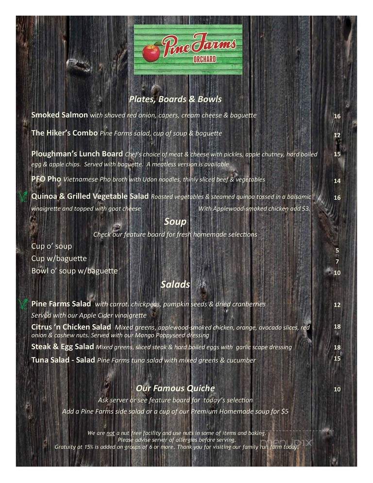 Pine Farms Orchard - King City, ON menu_pic
