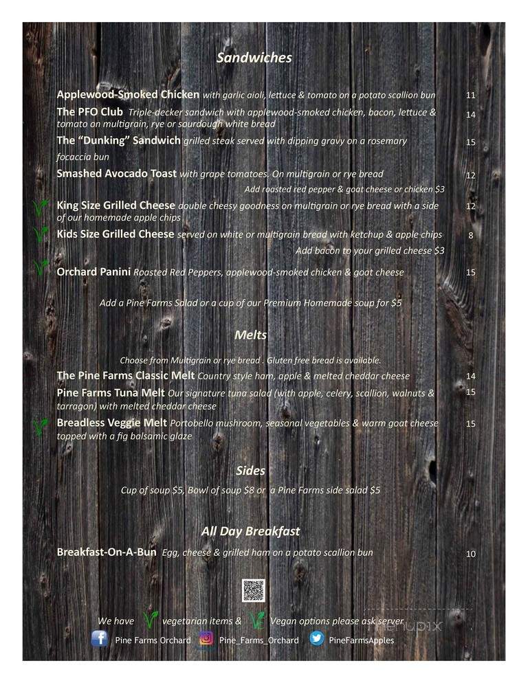 Pine Farms Orchard - King City, ON menu_pic