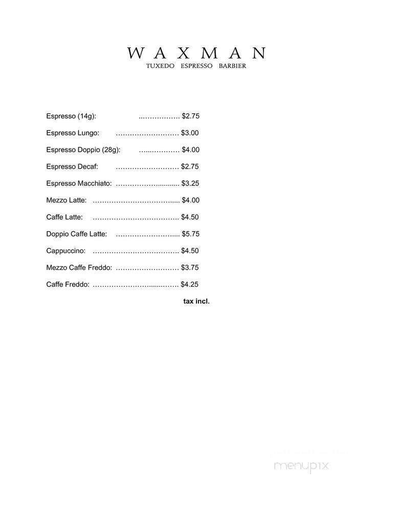 Espresso Waxman - Montreal, QC menu_pic