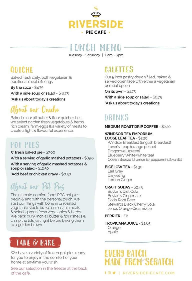Riverside Pie Cafe - Windsor, ON menu_pic