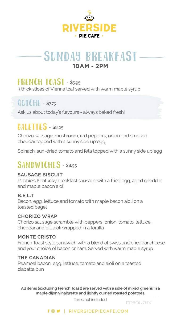 Riverside Pie Cafe - Windsor, ON menu_pic