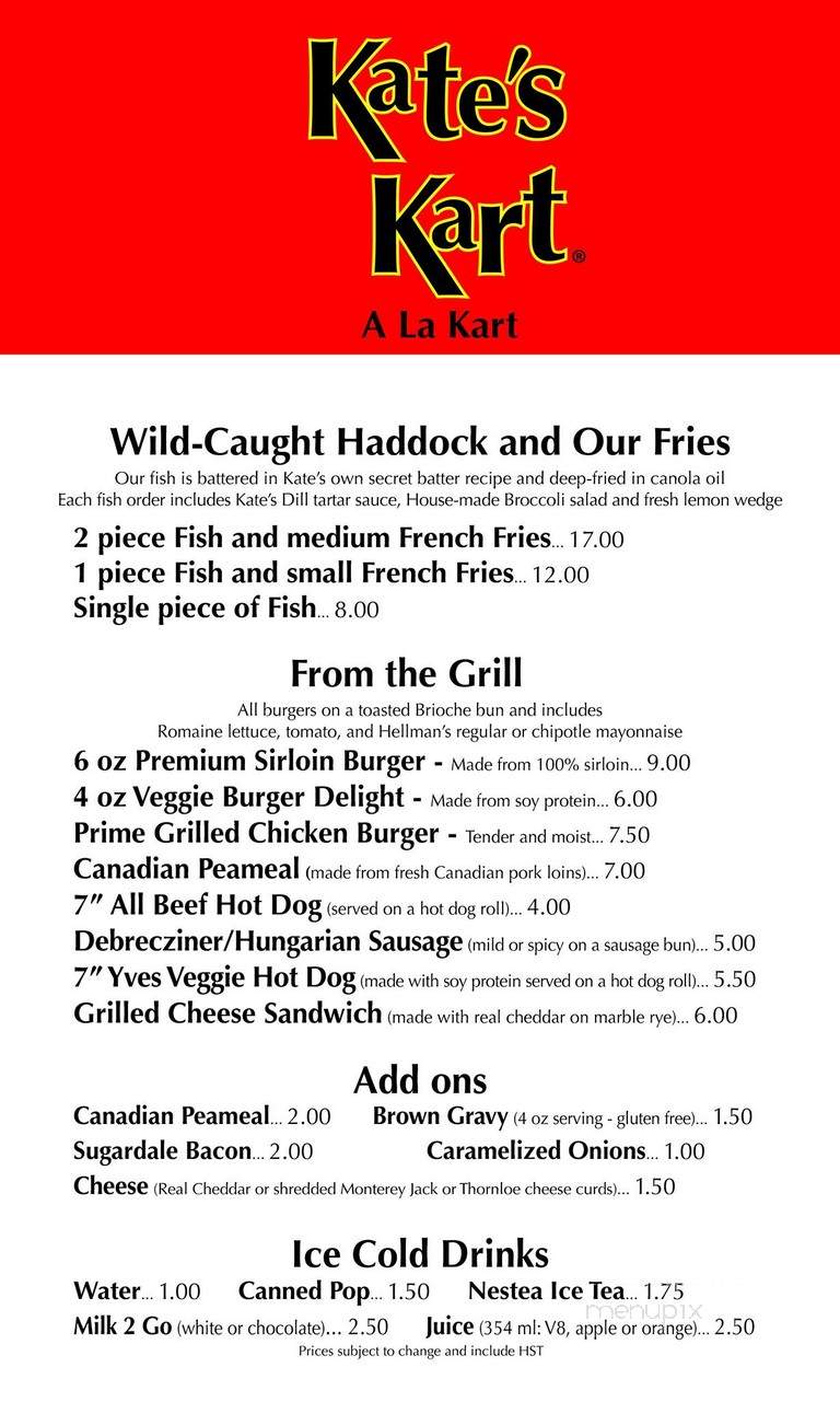 Kate's Kart - Parry Sound, ON menu_pic
