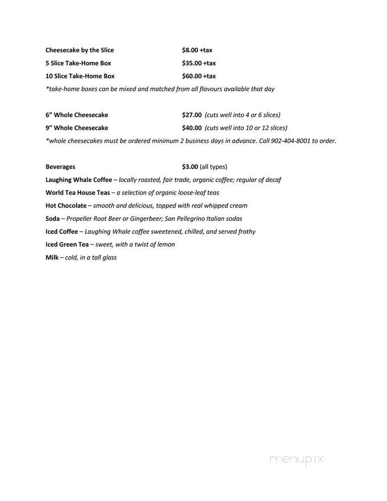 Sweet Hereafter - Halifax, NS menu_pic