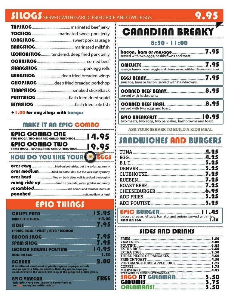 Epic Grill Silogs - New Westminster, BC menu_pic