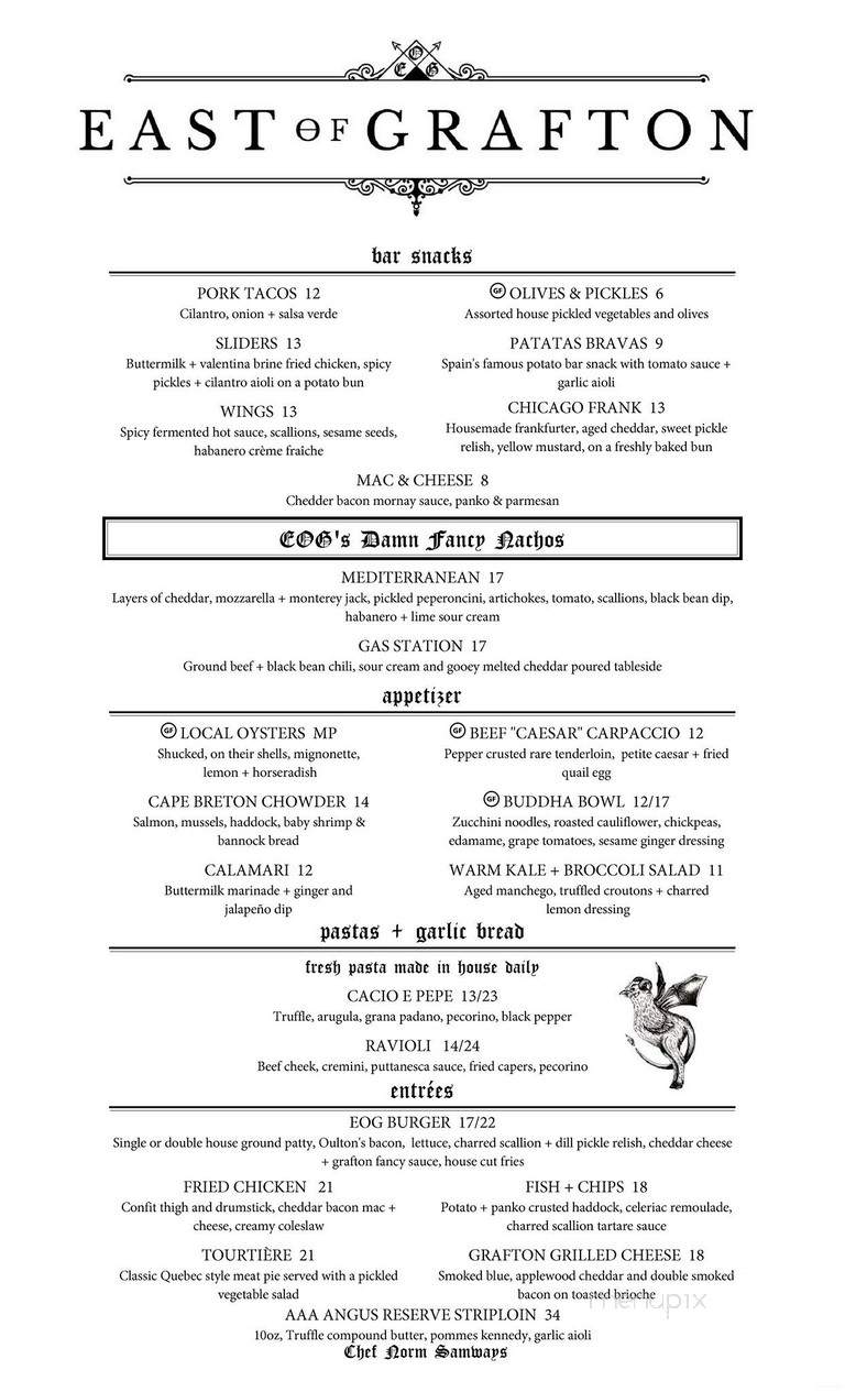 East of Grafton Tavern - Halifax, NS menu_pic