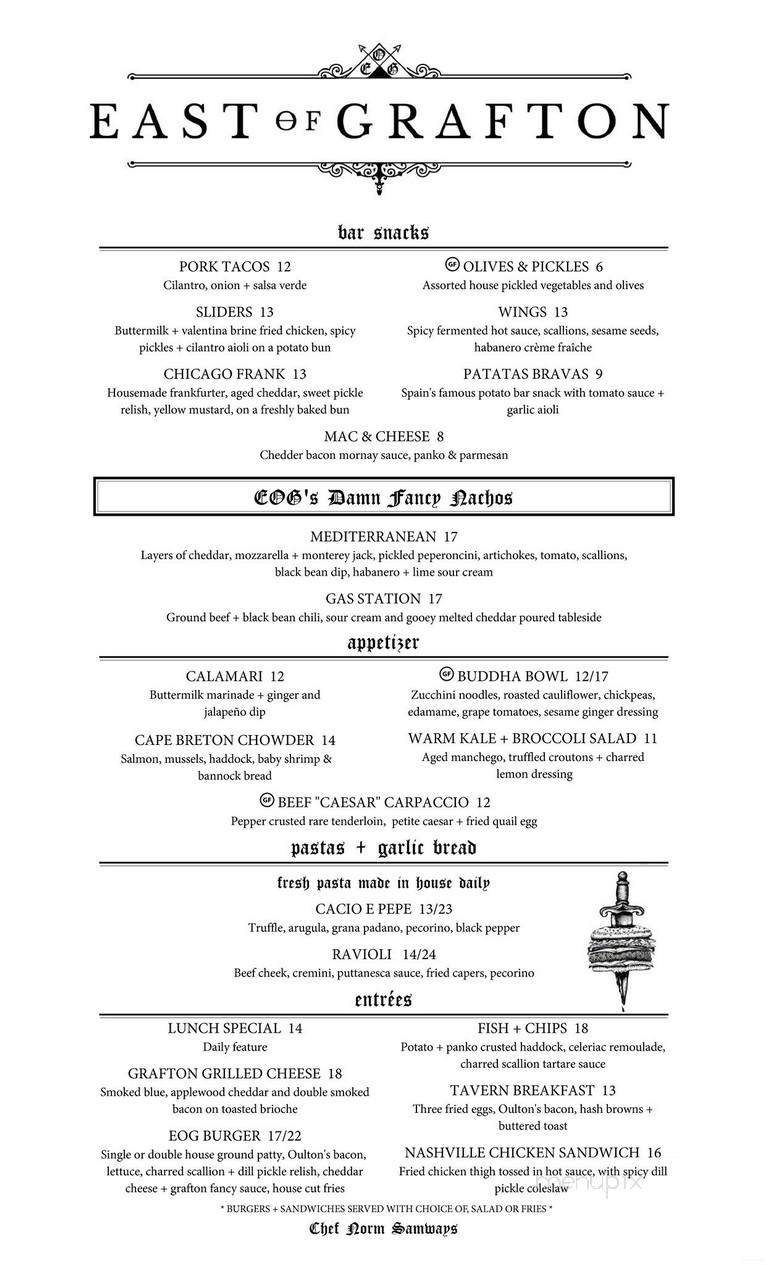 East of Grafton Tavern - Halifax, NS menu_pic