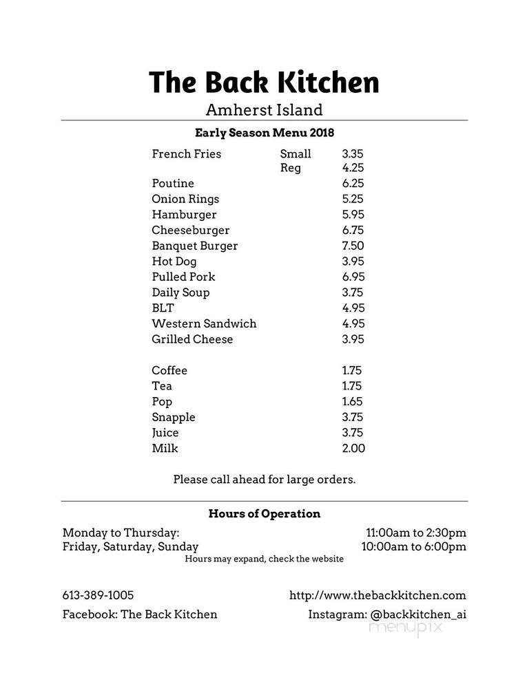 The Back Kitchen - Stella, ON