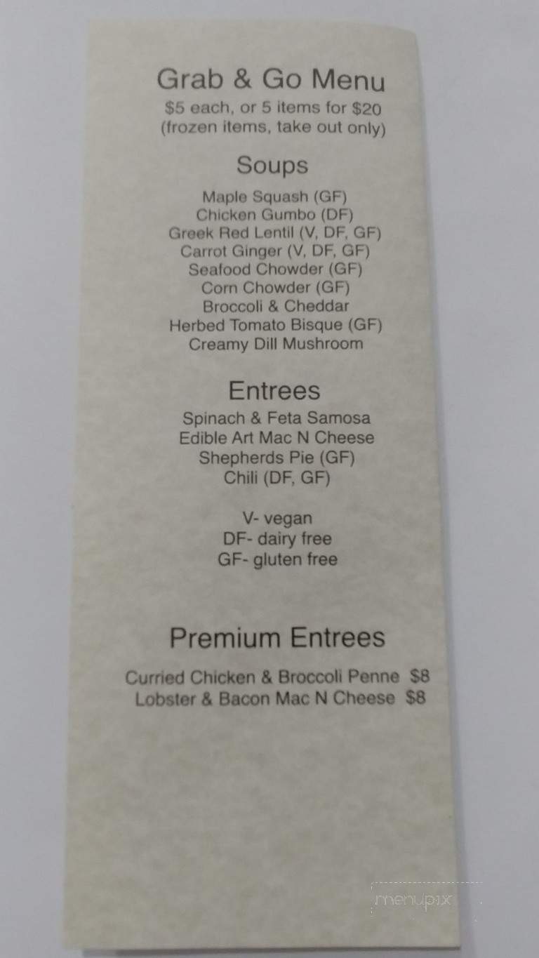 Edible Art Cafe - New Minas, NS menu_pic