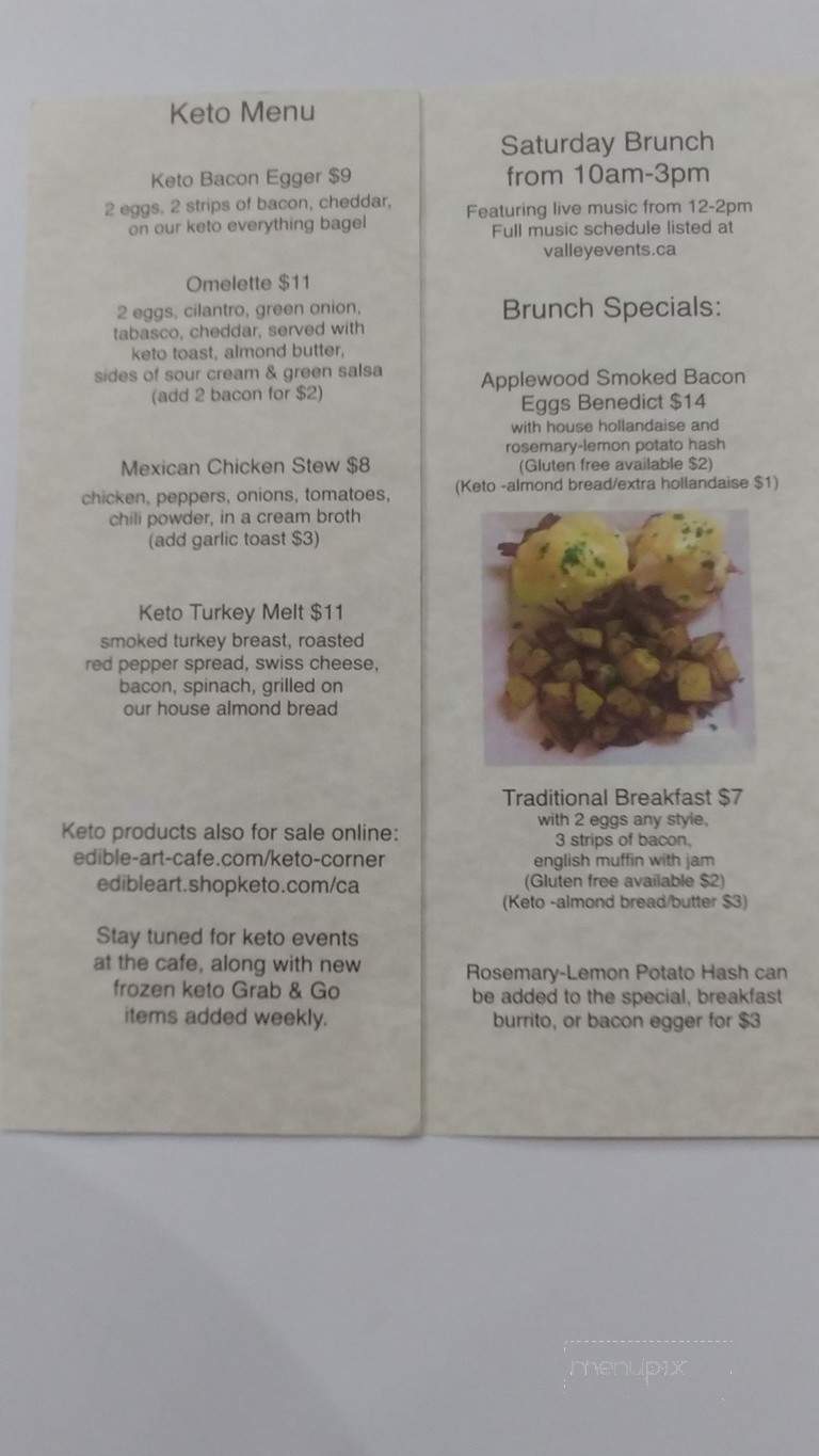 Edible Art Cafe - New Minas, NS menu_pic